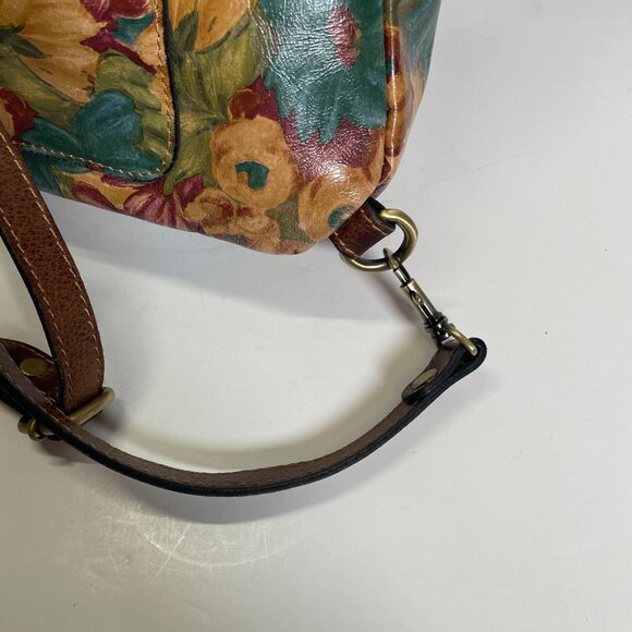 Patricia Nash Tan Purple Blue Floral Daisy Luzille Convertible Backpack Leather - Picture 5 of 10